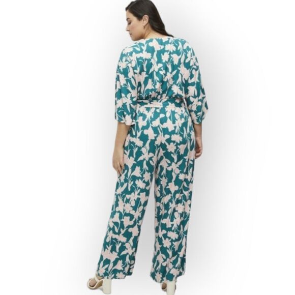 Eloquii Tropical Floral Wide Leg Jumpsuit 22 - Picture 16 of 16